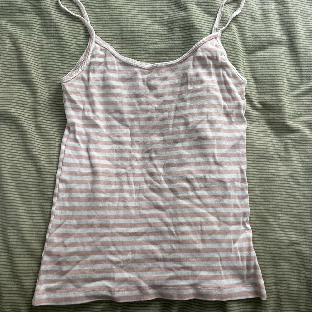 Brandy Melville Pink and White Striped Tank Top
